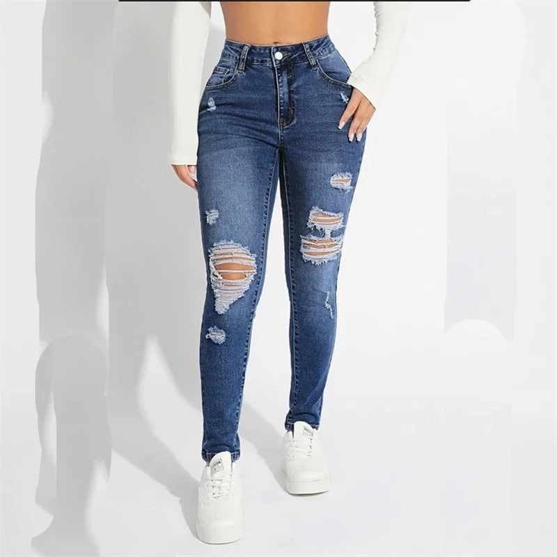 Cherub Fashion slit Pencil Jeans Women Denim Pants. Female Casual Urban anywhere Trousers 2024 Summer Trend Urbanwear