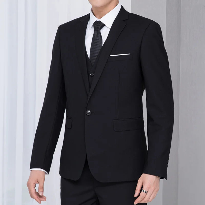 Men Suit Coat Fashion Solid Color Turn Down Collar Male Outerwear Single-breasted Long Sleeve Business Versatile Man Jacket
