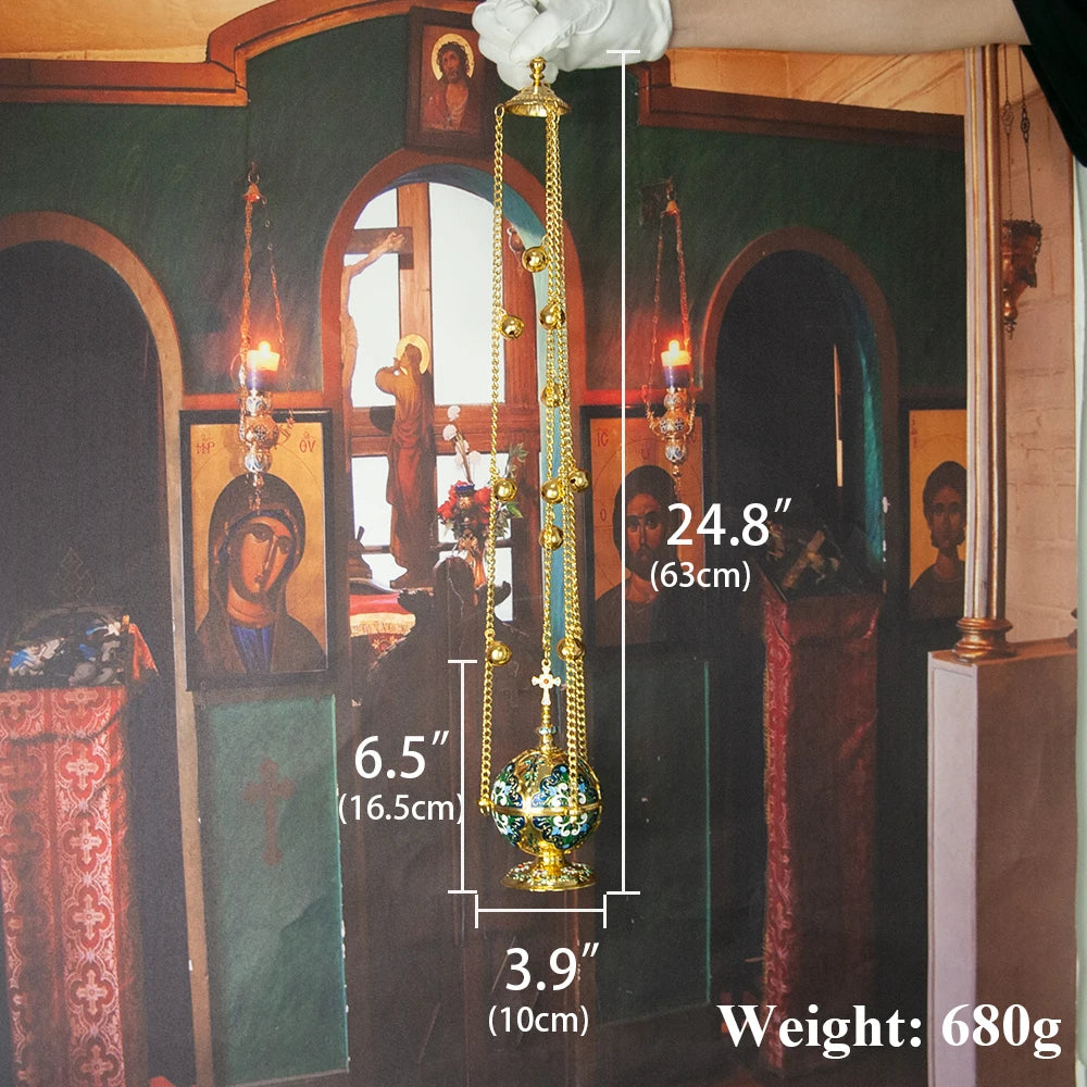HTISOK Orthodox Incense Burner and Wall Hook Set Religion Gift & Decor Church Incense Burner Supplier Home Censer Decoration
