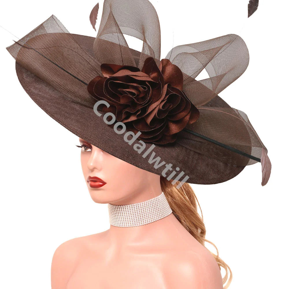 Cherub Women Elegant Royal Ascot Sunday's Best Big Fascinator Hat Church/Wedding Flower Ladies Headpiece Cocktail Party