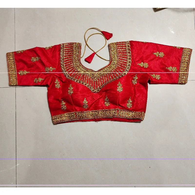 Indian Traditional Clothing for Women Tops Readymade Saree Sari Blouses Short Sleeve Crop Top India Choli Black Red