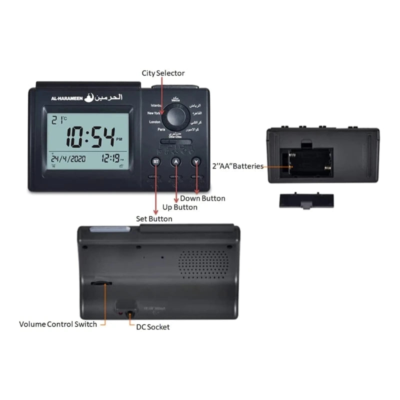 Muslim Azan Table Clock Athans Prayer Clock for All Prayers bla Direction Church Islamic Automatic Digital Alarm Clock