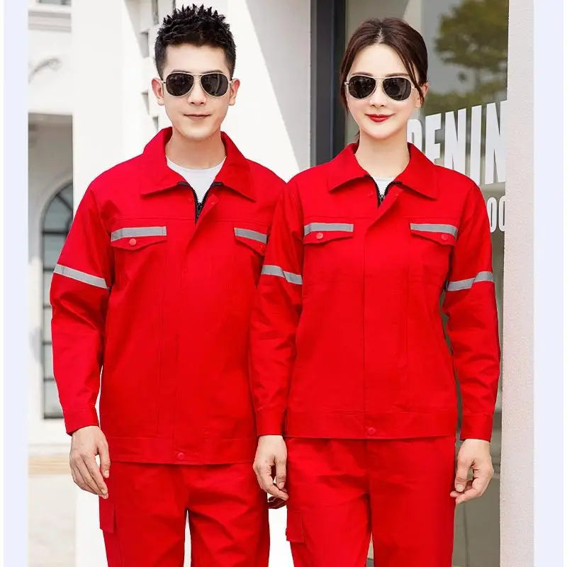 Cotton Summer Workwear With Printed Men's Long Sleeved Thin Suit For Workshop Workers Electrical And Mechanical Welding Fixtures