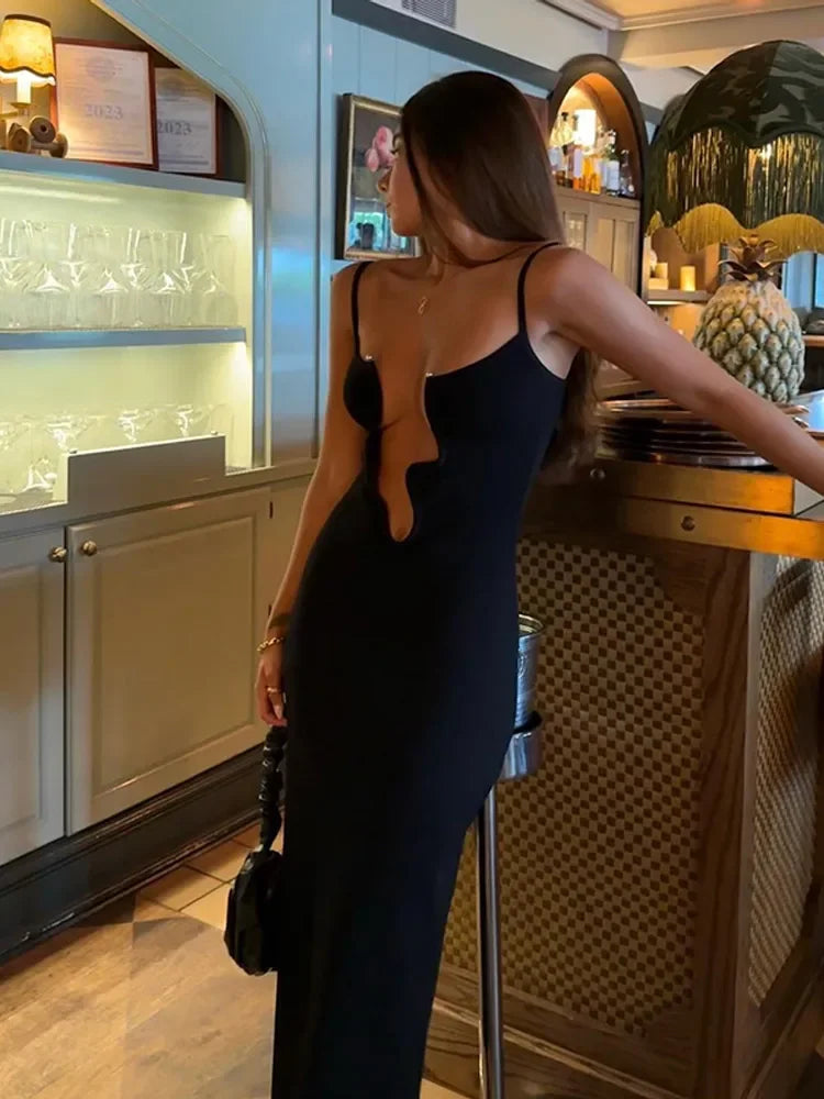 Cherub Hot Sexy Deep V Neck Maxi Women's Dress.