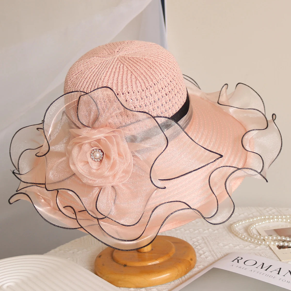 Cherub Elegant Summer Women's Church Woven Sun Hat Breathable/Foldable Design