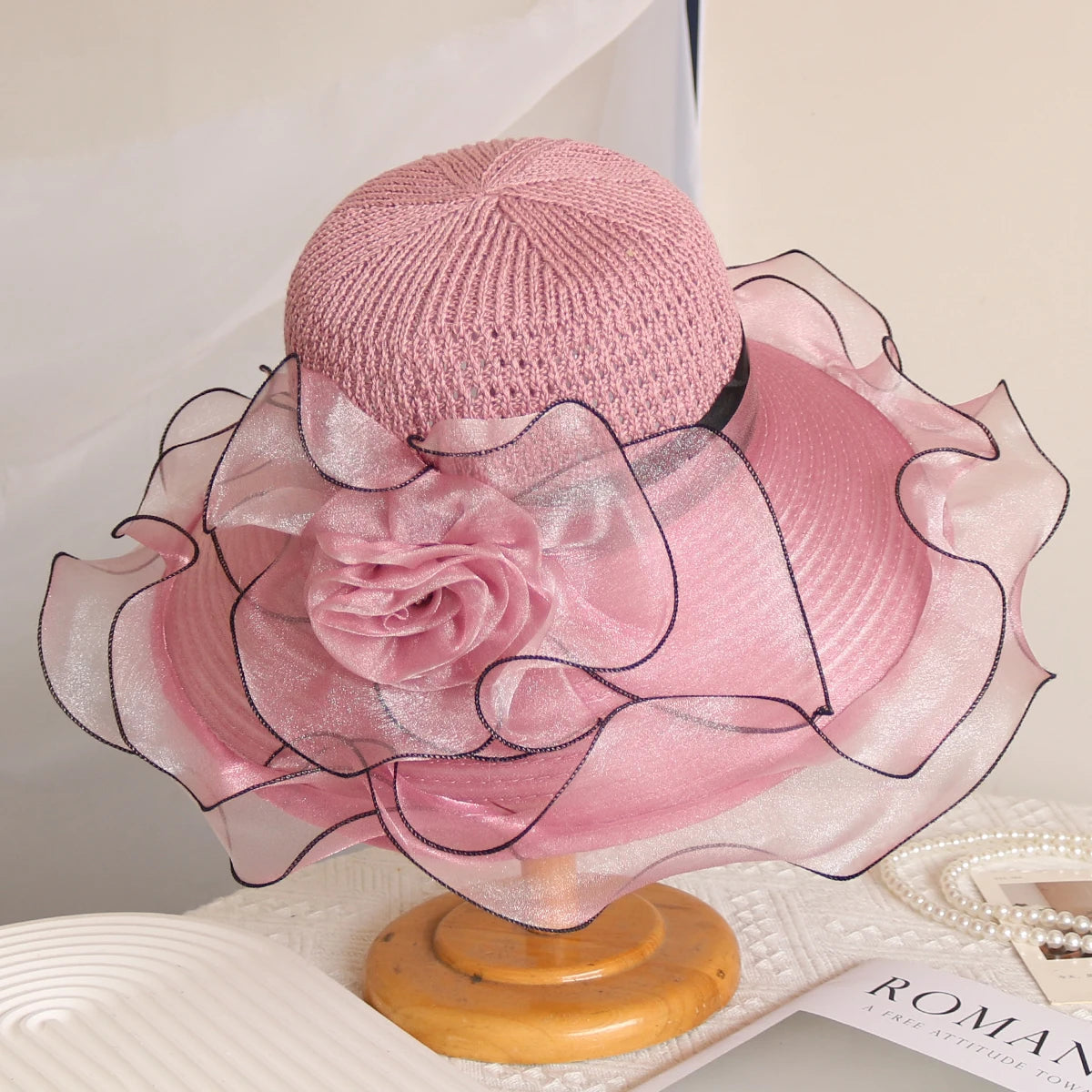Cherub Elegant Summer Women's Church Woven Sun Hat Breathable/Foldable Design