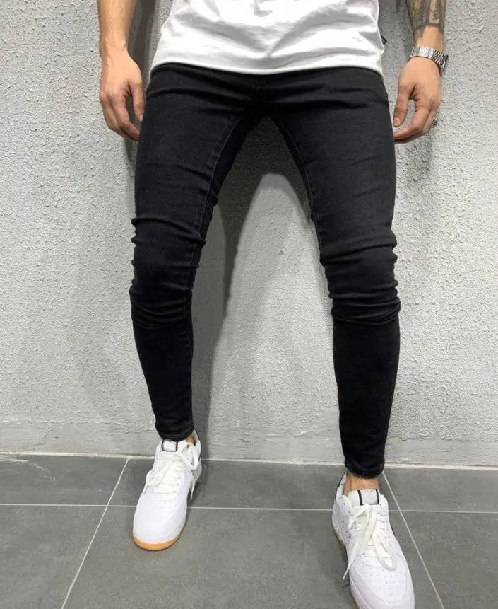 Mens Black Jeans Slim Fit Quality Gray Casual Male Jeans Pants Skinny Fit Men Pants Hip Hop Urbanwear Cotton Denim Trousers