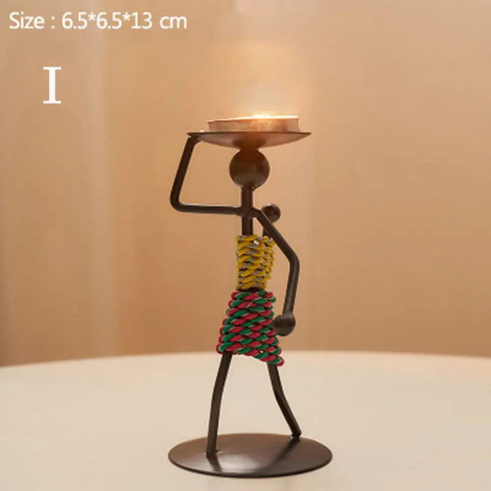 Candlestick Holder 1 PCS Creative Abstract(Afro)Character Sculpture Exquisite Candle Stand For Prayer Homes/ Businesses