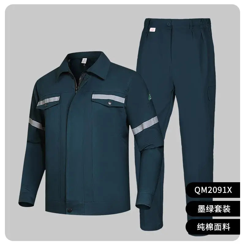 Cotton Summer Workwear With Printed Men's Long Sleeved Thin Suit For Workshop Workers Electrical And Mechanical Welding Fixtures
