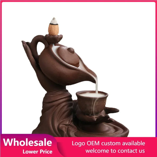 Backflow Incense Burner Smoke Waterfall Incense Holder Ceramic Aromatherapy Censer Home Decoration Zen Meditation Candle Holders