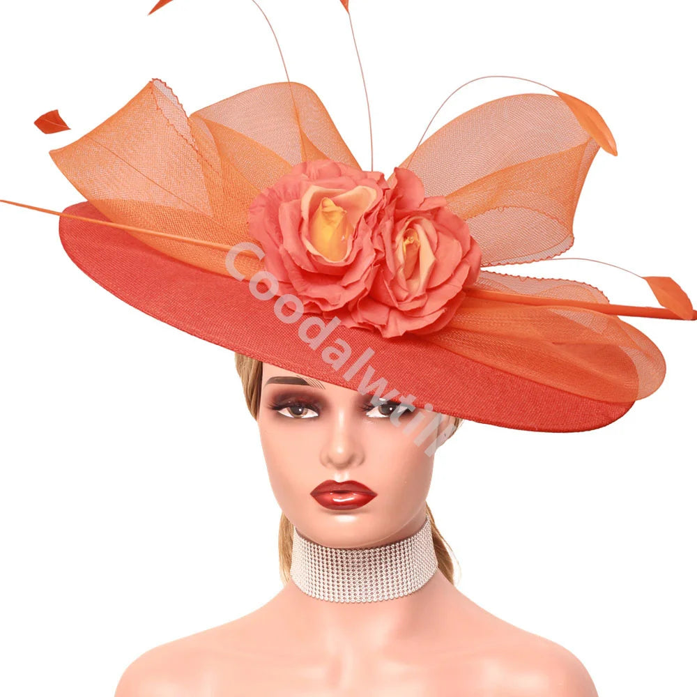 Cherub Women Elegant Royal Ascot Sunday's Best Big Fascinator Hat Church/Wedding Flower Ladies Headpiece Cocktail Party