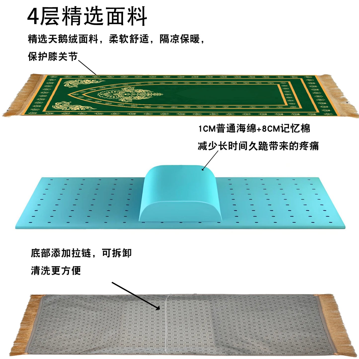 8CM Extra Thick Prayer Rug, Large Non-Slip Velvet Carpet for Living Room, Super Soft Prostration Mat for Muslim, Home Decor Gift