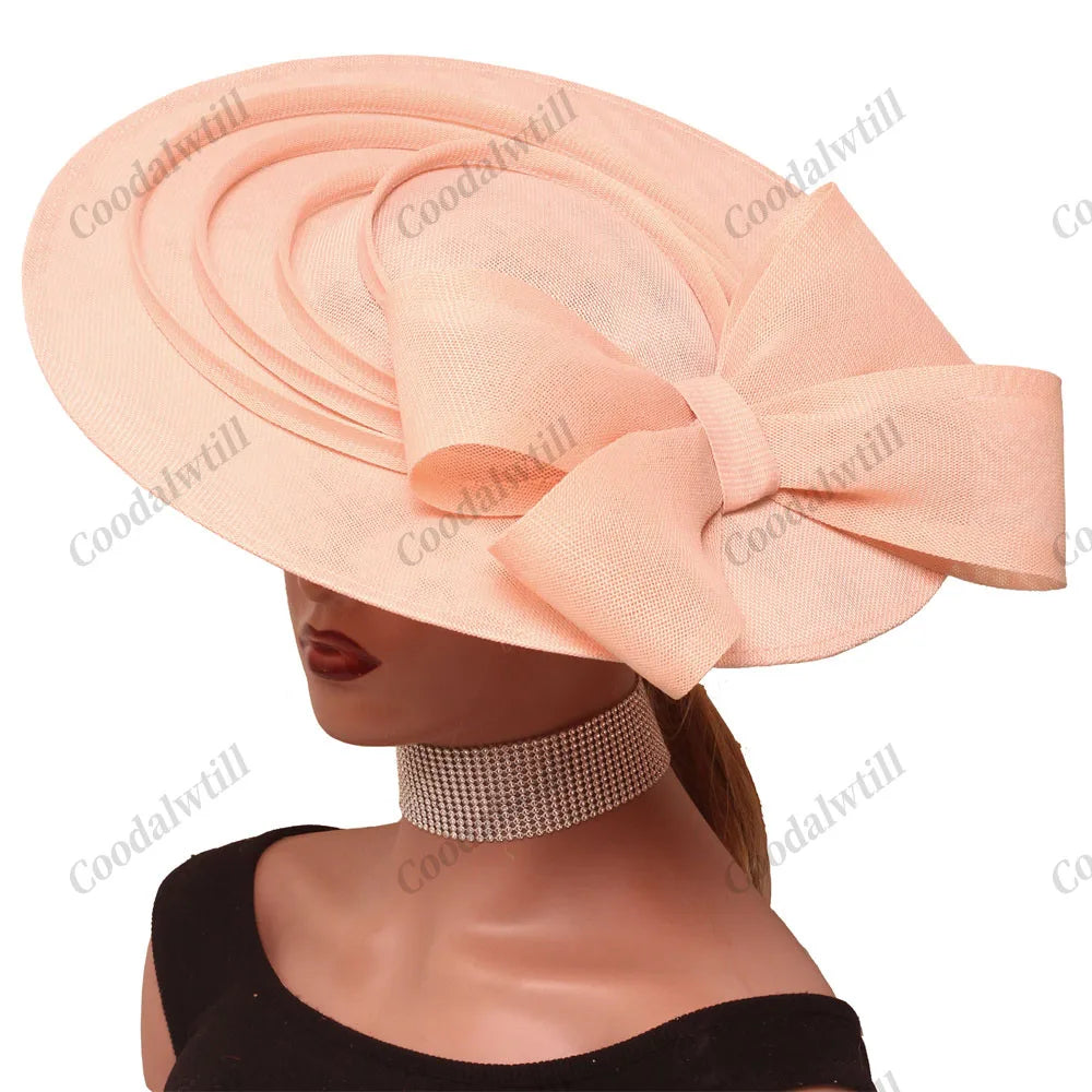 Cherub Church/Wedding %Derby Big Fascinator Hat Women Party Veils Headpeice With Bow New Fashion Lady Royal Ascot Large Cap Headband
