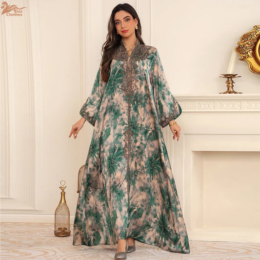 Ramadan Eid Embroidery Elegant Women Muslim Abayas Dresses Dubai Turkey Evening Party Long Gown Morocco Jalabiya Caftan Vestidos