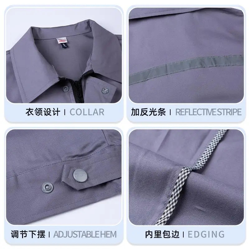 Cotton Summer Workwear With Printed Men's Long Sleeved Thin Suit For Workshop Workers Electrical And Mechanical Welding Fixtures