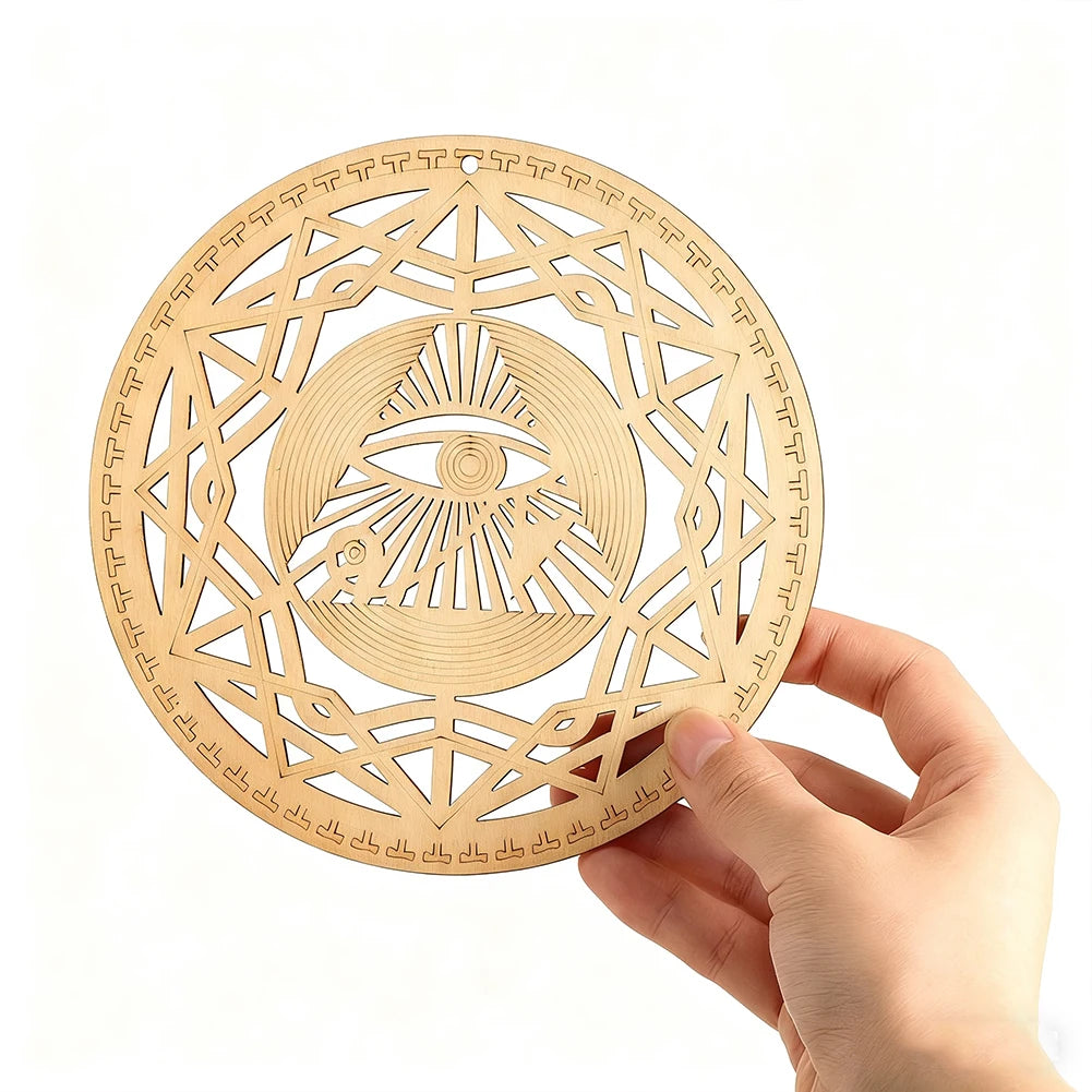 All Seeing Eye Wooden Wall Hanging Mandala Ornament Laser Cut Round Wood Decor Spiritual Symbol Art for Home Meditation Room