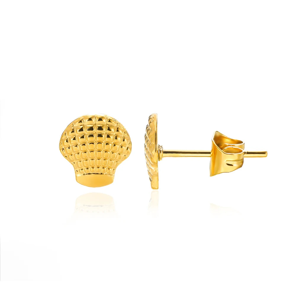 Stainless Steel Shell Earrings For Women Gold Color C-shaped Starfish Butterfly Earring