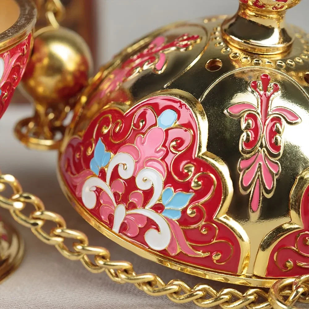 Spiritual Church Censer Gold Plated Hanging Incense Burner with Cross for Church Religious Ritual Orthodox smudge Results