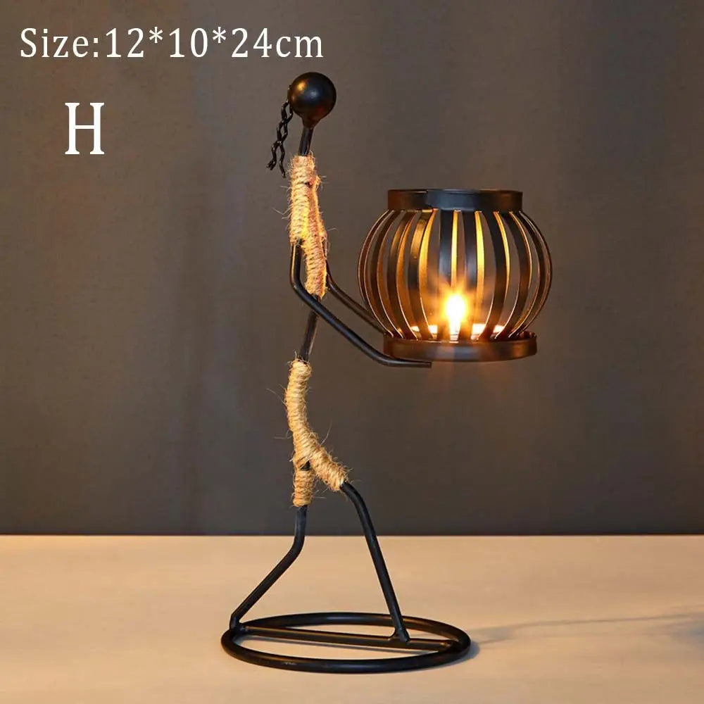 Candlestick Holder 1 PCS Creative Abstract(Afro)Character Sculpture Exquisite Candle Stand For Prayer Homes/ Businesses