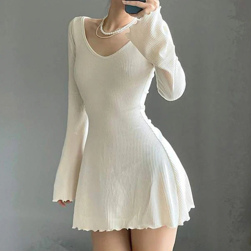 Cherub Short long Sleeve Knitting Elegant Dress For Women/ Spring & Fall
