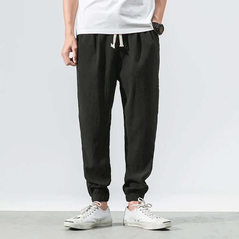 Cherub Cotton Linen Casual Harem Pants Joggers Man Summer Trousers