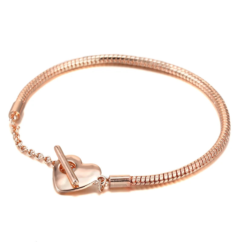 TOGORY Concentric Knot Snake Bone Chain Fit Original DIY Beads Charm Bracelet Bangles For Women Jewelry Making Gift Dropshipping