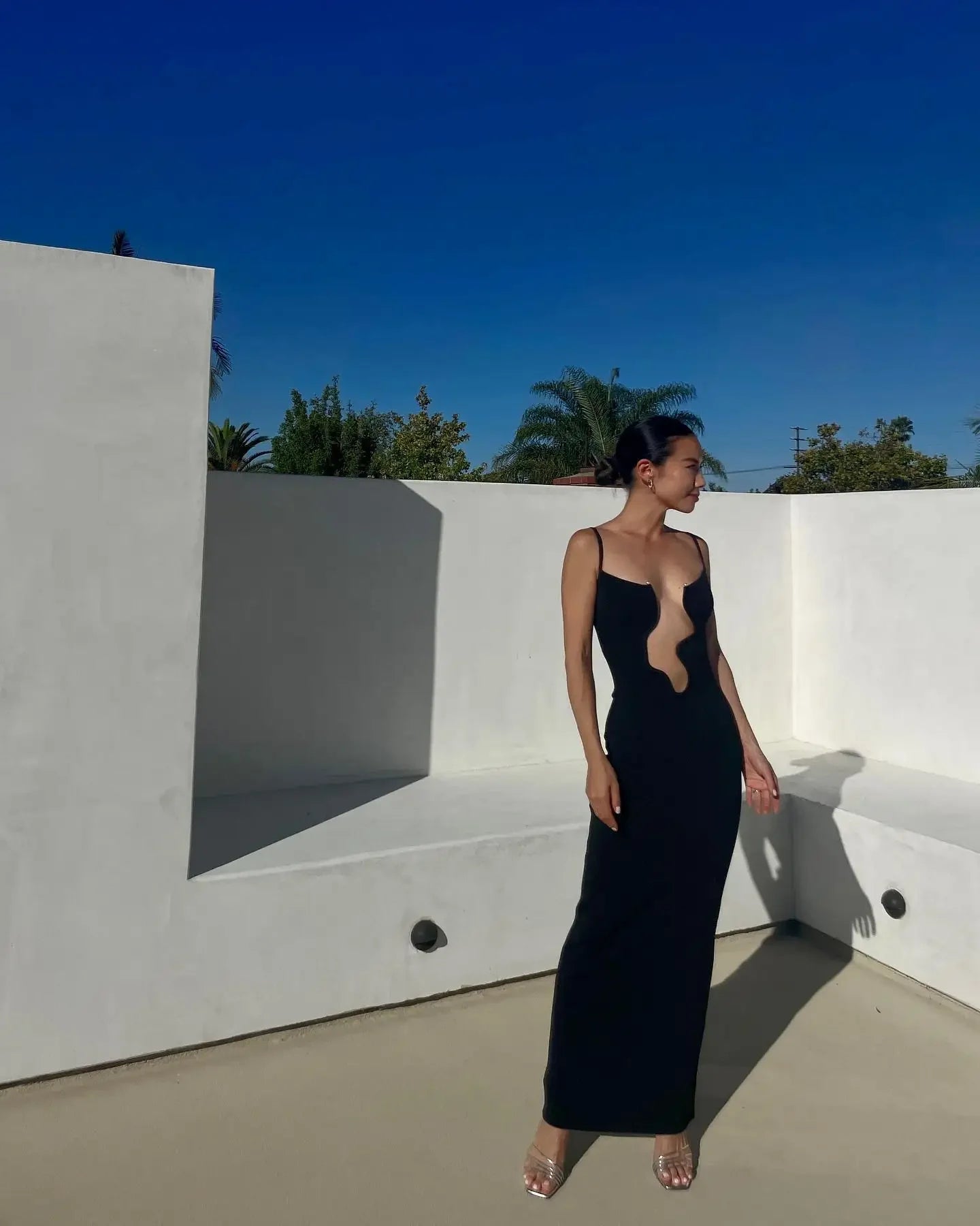 Cherub Hot Sexy Deep V Neck Maxi Women's Dress.