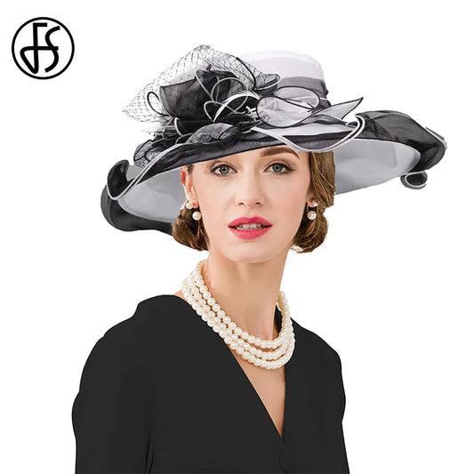 Cherub Hats For Women With Veil Flower Feather Ruffles Brim Fascinator