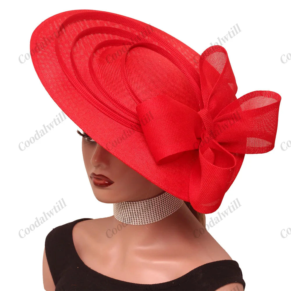Cherub Church/Wedding %Derby Big Fascinator Hat Women Party Veils Headpeice With Bow New Fashion Lady Royal Ascot Large Cap Headband