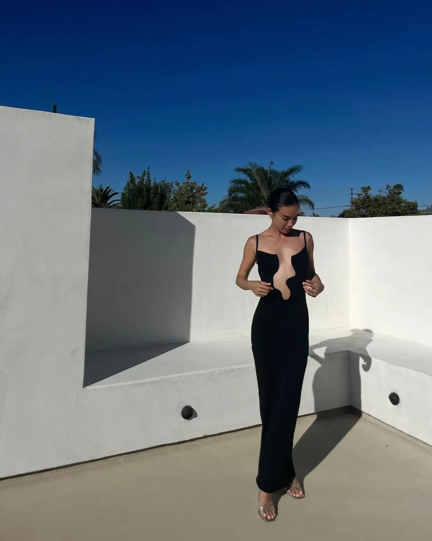 Cherub Hot Sexy Deep V Neck Maxi Women's Dress.