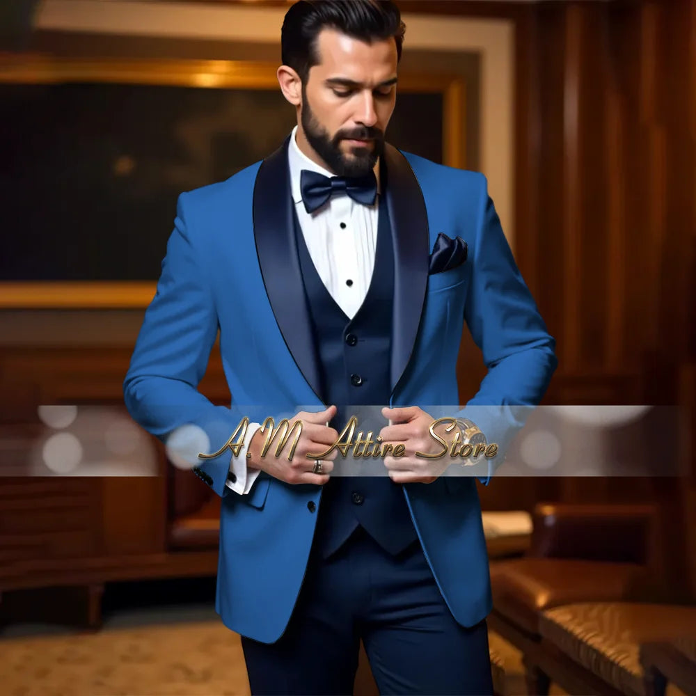 Cherub Men’s White or Multicolor Tuxedo 3pcs Suit for Groom Jacket Vest Pants Formal Wear for Wedding Prom Luxury Dinner Set Custom Gift for Boys