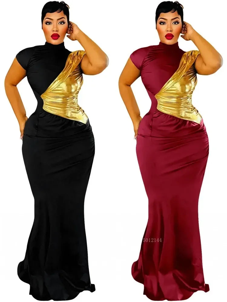 Elegant African Dashiki Maxi Dress for Women Short Sleeve Traditional Spring Summer Fairy Dream Clothing Ladies African Dresses