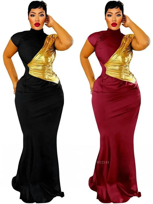 Elegant African Dashiki Maxi Dress for Women Short Sleeve Traditional Spring Summer Fairy Dream Clothing Ladies African Dresses