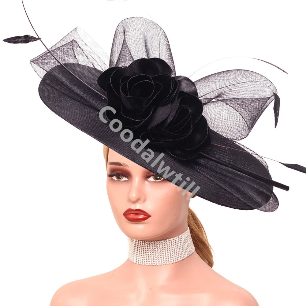 Cherub Women Elegant Royal Ascot Sunday's Best Big Fascinator Hat Church/Wedding Flower Ladies Headpiece Cocktail Party