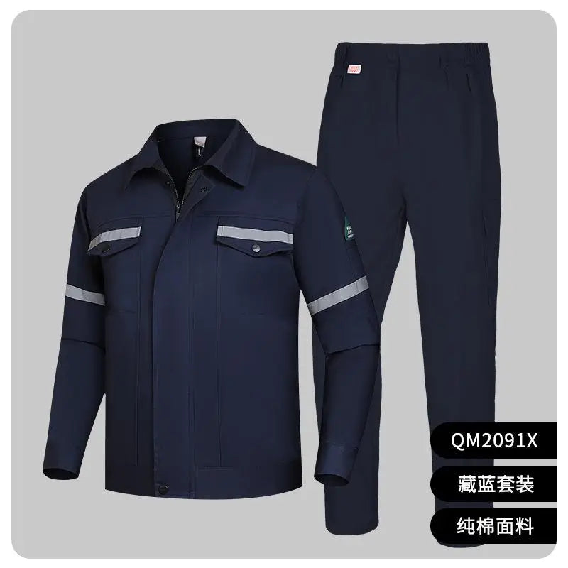 Cotton Summer Workwear With Printed Men's Long Sleeved Thin Suit For Workshop Workers Electrical And Mechanical Welding Fixtures