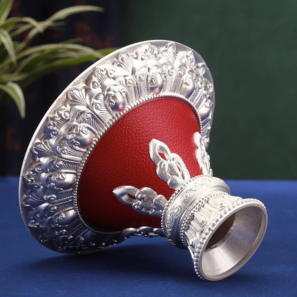 Gold/Silver Hand Crank Prayer Wheel Base Large Tantric Prayer Wheel Alloy Lotus Base Religious Ornaments