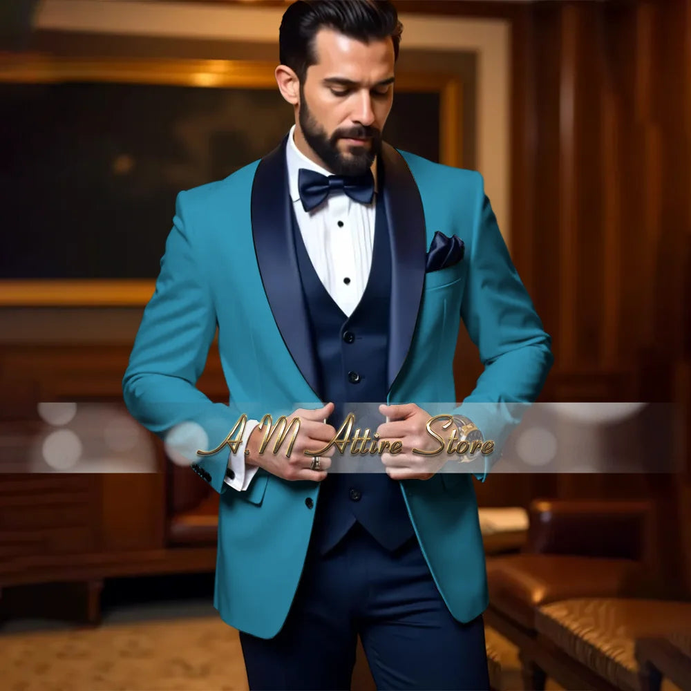 Cherub Men’s White or Multicolor Tuxedo 3pcs Suit for Groom Jacket Vest Pants Formal Wear for Wedding Prom Luxury Dinner Set Custom Gift for Boys
