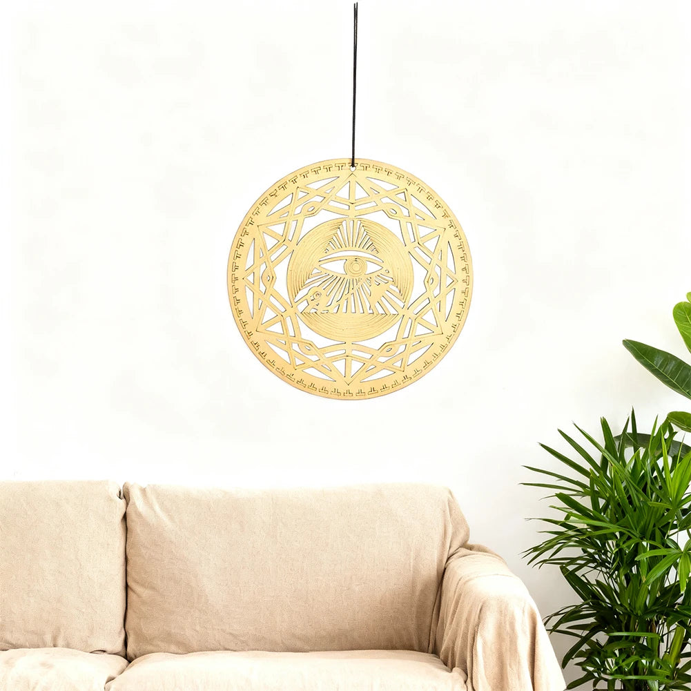 All Seeing Eye Wooden Wall Hanging Mandala Ornament Laser Cut Round Wood Decor Spiritual Symbol Art for Home Meditation Room