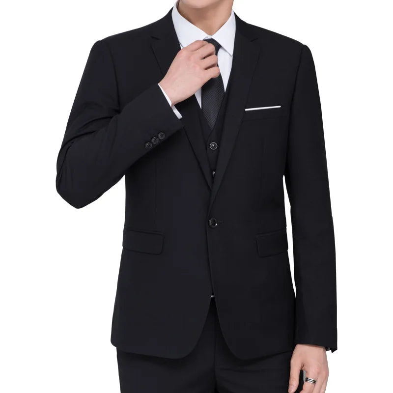 Men Suit Coat Fashion Solid Color Turn Down Collar Male Outerwear Single-breasted Long Sleeve Business Versatile Man Jacket