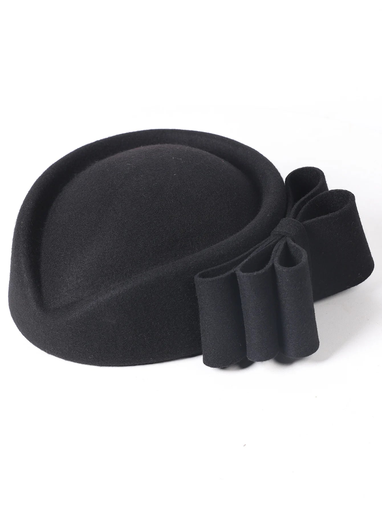 Cherub Winter Pink Wool Fascinator French Beret Church Hats With Bowknot Elegant Wedding Formal Church Tea Party Millinery Cocktail Hat