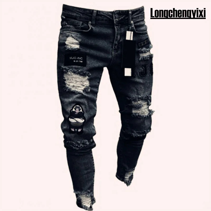 Mens Black Jeans Slim Fit Quality Gray Casual Male Jeans Pants Skinny Fit Men Pants Hip Hop Urbanwear Cotton Denim Trousers