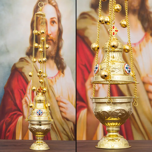 Eastern Orthodox Ritual Cross Incense Burner Handmade Metal Incense Burner Home Altar Wall Decoration