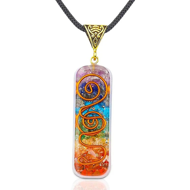 Cherub7 Chakras Hand Healing Pendant - Chakra Crystal Necklace with Adjustable Rope - Chakra Jewelry Spiritual Gift
