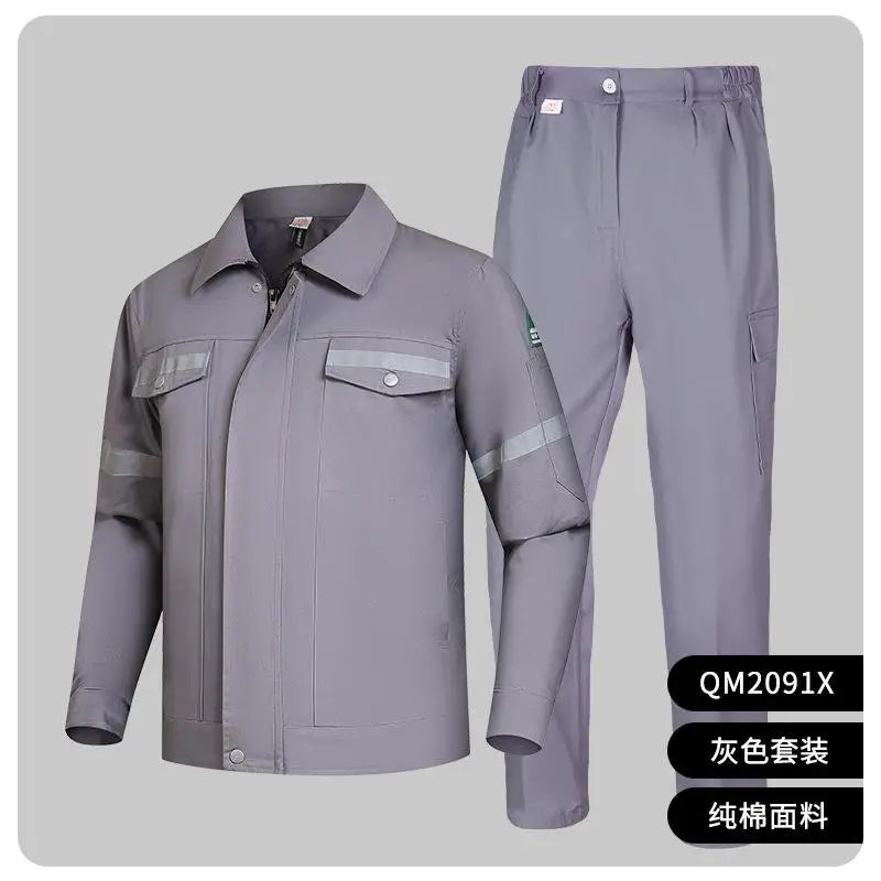Cotton Summer Workwear With Printed Men's Long Sleeved Thin Suit For Workshop Workers Electrical And Mechanical Welding Fixtures