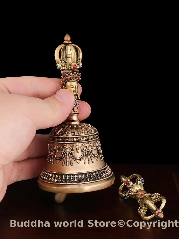 Buddhism Item TOP quality Vajra Vajra bell Use For Prayer tool/ Exorcism Efficacious protection Auspicious Symbols mantra Warp