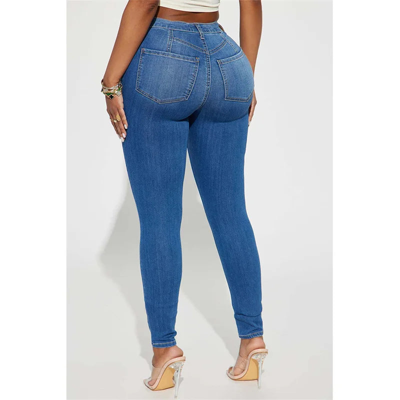 Cherub Fashion Trend one leg slit Pencil Jeans Women Denim Pants. Urban Comfortable anywhere Casual Female Trousers