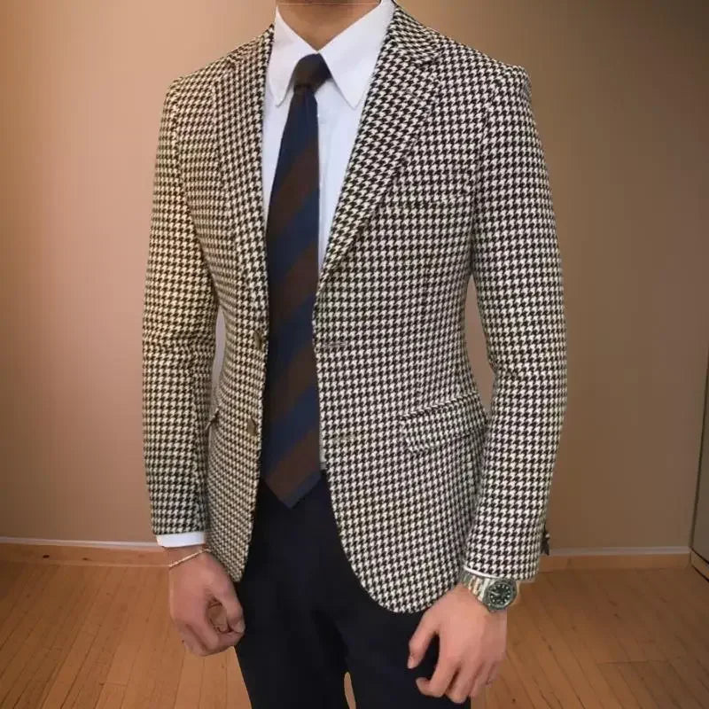 Plaid Men Suit Jacke Cherub Styles for Wedding Tuxedo Houndstooth Blazer 1 Pc American Style Notch Style Check Fashion Suit 2025