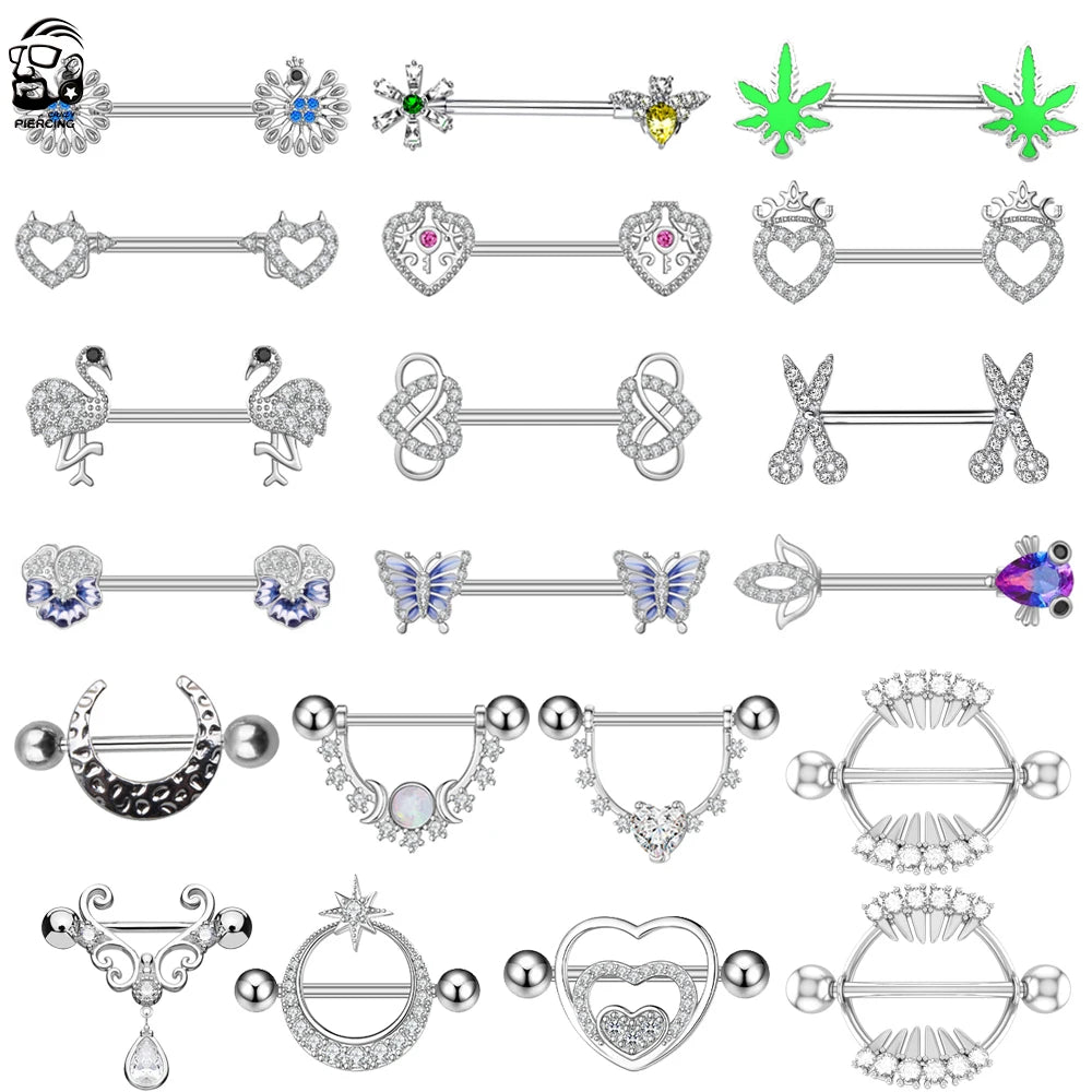 2pcs Titanium Stainless Accessorize Nipple Rings /Body Jewelry