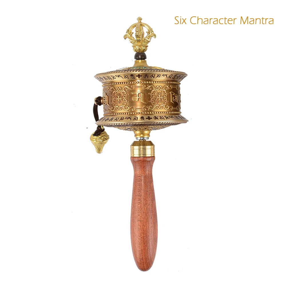 Hand cranked prayer wheel, Six-character mantra scripture tube, Eight-auspicious Manual gold wheel, Portable prayer ornaments