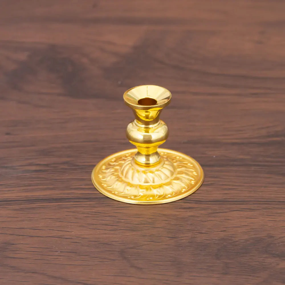 HTISOK Mini 5cm Gold Orthodox Christian Candle Holder Home Altar Decor, Religious Gift, Easter Ceremonial Accessory